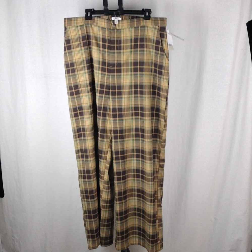 BP Everyday Plaid High Rise Pants In Brown Claire Plaid Size 1X = 18  (16W) NWT - Picture 9 of 12